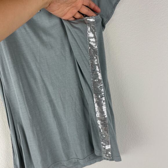 Michael Stars Jersey Sequin Top Womens One Size Gray Flutter Sleeve V Neck NWT - Picture 8 of 12